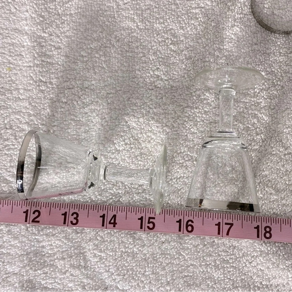 Vintage Silver Rim Footed French Crystal Shot Glasses 7 Cordial Glasses Aperitif - Picture 14 of 14